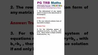linear algebra | reduced Row echolon form | #pgtrbmaths | #pgtrb | #pgtrb2025