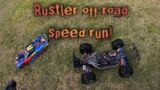 Traxxas Rustler 4x4 off-road speedrun 3s and 4s.