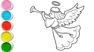 Cute Christmas Angel Drawing Colouring for kids || Easy Drawing Step By Step Colourful Drawing...