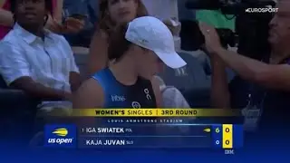 Iga Swiatek&rsquo;s Bakery 🥯 is open Iga destroys Kaja Juvan Live U.S. Open Tennis Coverage #usopen #wta