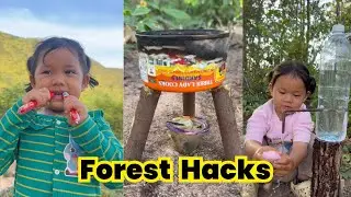Mom & Daughter Forest Survival Challenge 2025 🌲Genius Hacks You Must Try! 💡 #SurvivalHacks #Family