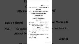 Financial Management Second Sem Exam Paper ,2024 #mba #exampapers  #barkatullah_university #finance