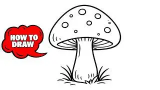 How to Draw a Mushroom Easy | Simple Line Art Drawing Tutorial