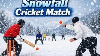 In a mid of snow people are playing cricket 🏏most enjoyable movement 