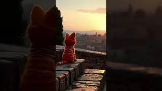 My Cute Cat in Rome &mdash; Watching the Sunset. #3danimation #cutecat