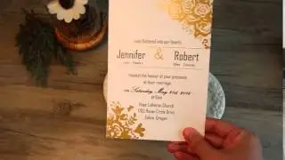 affordable traditional gold foil floral wedding invitation