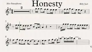 Honesty Alto Saxophone Play Along Sheet Music