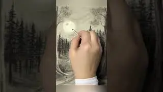 Easy Moonlight Forest Drawing with Pencils | #art #drawing #shading #pencil #sketch #charcoal #moon