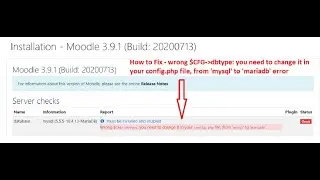 wrong $CFG-dbtype: you need to change it in your config.php file, from 'mysql' to 'mariadb' error