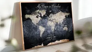 Personalized Push Pin World Map Canvas | Customizable Framed Travel Map Wall Art Print