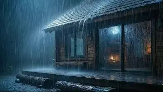 Stormy Rain Falling on a Cozy Cabin at Night | Relaxing Rain Sounds for Deep Sleep