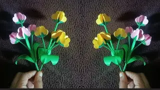 How to make Paper Flowers | Easy Flower stick | Paper Leaf | Paper Craft | CLOSE TO ART