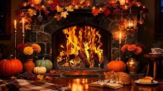 12h Warm Fireplace Ambience 4K 🍁 Real Fire Sounds for Calm & Focus