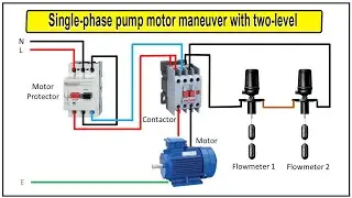 Single-phase pump motor maneuver with two-level Connection | fully automatic water level controller
