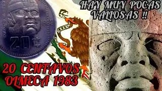 moneda 20 Centavos mexico a&ntilde;o 1983 CARA OLMECA, vale hasta $3600 PESOS mexicanos en la actualidad