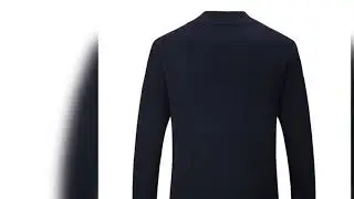 Inner Mongolian Cashmere Sweater Men Pollover Shirt Button Ribbed Collar Cuffs Hem 12 G in Navy Blue
