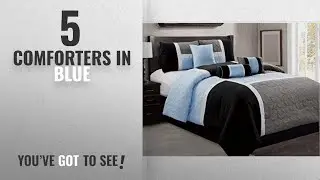 Top 10 Comforters&nbsp;In Blue [2018]: 7 Piece Luxury Bed in bag Comforter Set - Closeout (Cal King,
