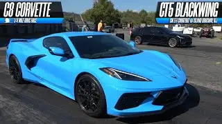 CT5 Blackwing Cadillac vs C8 Corvette Drag Racing @ Island dragway