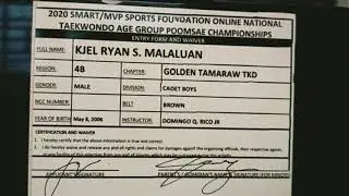 2020 SMART/MVP SPORTS FOUNDATION ONLINE NATIONAL TAEKWONDO AGE GROUP POOMSAE CHAMPIONSHIPS