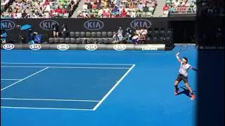 Gracious Roger Federer footwork & jumping backhand 🎾