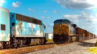 FEC, CSX & TriRail trains meet during Rush Hour!