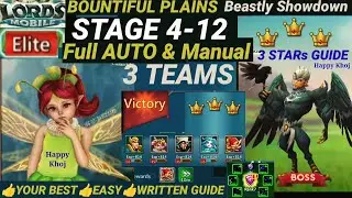Lords mobile 4-12 Elite 3 STARs|AUTO& manual🌵3 TEAMs- F2p Normal Heroes? 4-12 Elite lords mobile