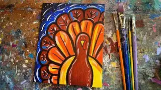 Gobble Gobble | Thanksgiving Art | Acrylic Painting Tutorial | PAINTING GIVEAWAY