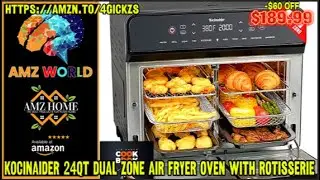 Review Kocinaider 24Qt Dual Zone Air Fryer Oven with Rotisserie