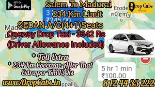 Salem to Madurai Drop Cabs @ 3342RS Oneway Drop Taxi, Round Trip