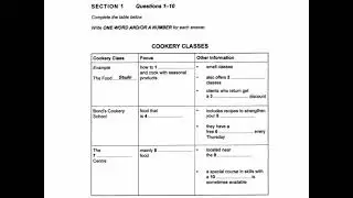 Cookery classes || CAMBRIDGE BOOK 13 test1 || IELTS #listening