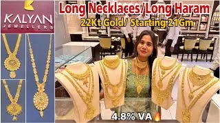 Kalyan Jewellers Long Gold Necklace In Just 21Gm Designs & Price|Latest Gold Long Haram Designs 2023