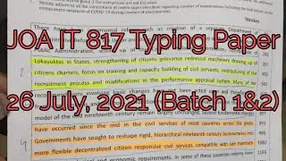 HPSSC JOA IT 817 Typing Paper || 26 July 2021 Typing Paper || Kaun se word repeat ho rhe hein