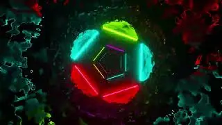 4K Background Reflective Tunnel With Many Neon Rays Looped Animation