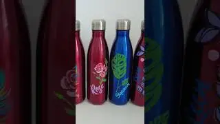 Custom hand-painted on metal bottles. #dubai #foryou #fyp #custom #handpainted #painting