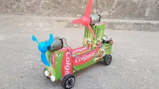 как сделать машинку-веер из коробки от пасты Colgate | идеи мини-игрушек |
