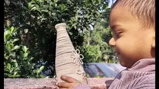 Very easy Glass Bottle Decoration ideas with Threads . DIY Bottle Decoration @ichha1379