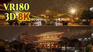 [ 8K 3D VR180 ]  初雪が舞う正月の浅草寺＆浅草神社 2026 Shot on Dual DJI Osmo Action6 + FOVブーストレンズ