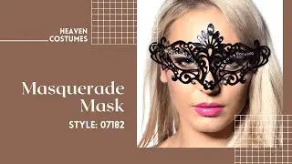 Black Plastic Cut Out Masquerade Mask with Rhinestones