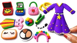 DIY How to Make Polymer Clay Miniature Doll Dress with Makeup Set | DIY Easy Polymer Clay Tutorial