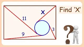 136) A circle inside a rectangle. Tangents drawn from vertex. Find 'X' | Math Olympiad | Geometry.