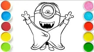 How to drow easy step by step minion drowning coloring for kids 