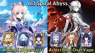 C0 Kokomi Hypercarry & C2 Arlecchino OverVape - Genshin Impact 6.3 Spiral Abyss Full Clear