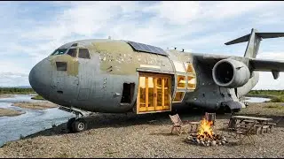 Building a Dream House Inside an Abandoned C-17 Globemaster near the River Delta ASMR Survival
