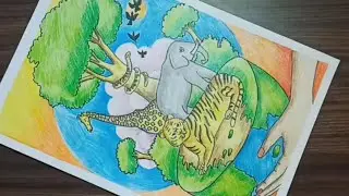 how to draw save animals  #save animals #save the world #save environment 🌎#drawing #coloring