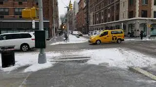 Walking on East 10th Street from the East Village to Greenwich Village in New York City.