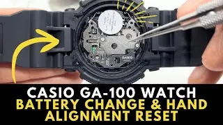 Замена батарейки в часах Casio G-Shock GA-100 + сброс настроек стрелок