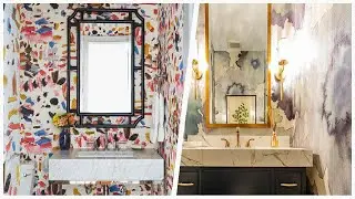 75 Mid-sized Powder Room With Marble Countertops Design Ideas You'll Love 🔴