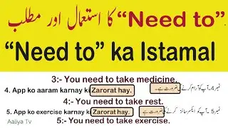 How to Use Need to in English with Urdu, Hindi Translation || Need to use in English || Aaliya Tv