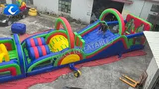 Customized Themed Commercial Inflatable Obstacle Course Kids Party Bounce House Slide Combo