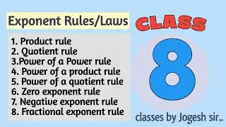 Exponent Rules/Laws of Exponent||ICSE and CBSE class 8